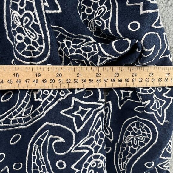 Victor Costa Occasion embroidered Jacket linen paisley Navy Blue White Sz 1X - Picture 5 of 13